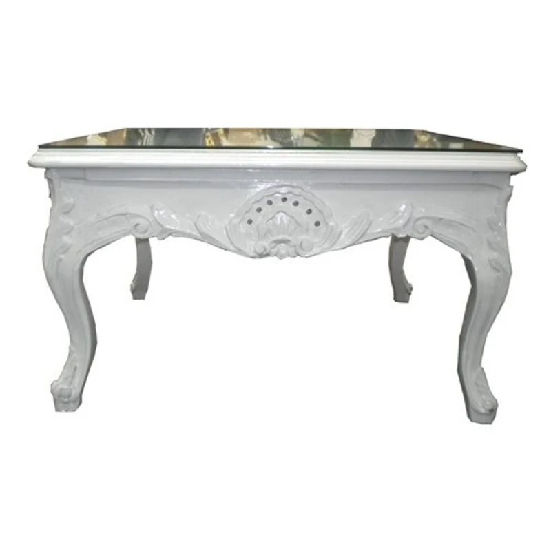 Casa Padrino Barock Couchtisch Weiß 80 x 80 cm - Beistelltisch - Wohnzimmer Salon Tisch