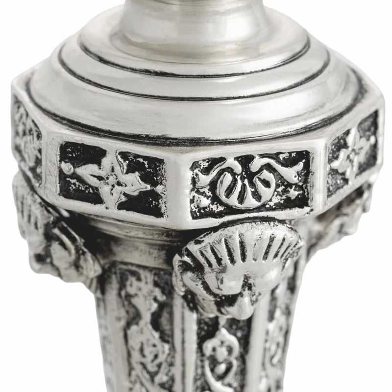 Casa Padrino Luxus Barock Kerzenständer im französischen Stil Antik Silber H. 25 cm - Barockstil Deko Accessoires