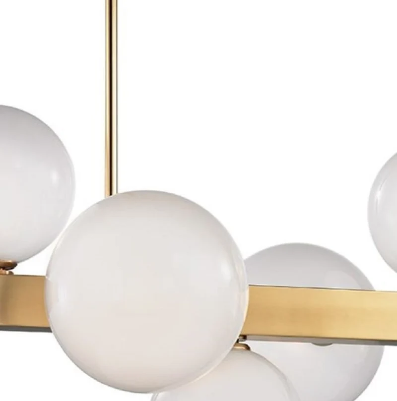 Casa Padrino Luxus LED Hängeleuchte Antik Messingfarben / Weiß 110,5 x 54 x H. 47 cm - Luxus Kollektion