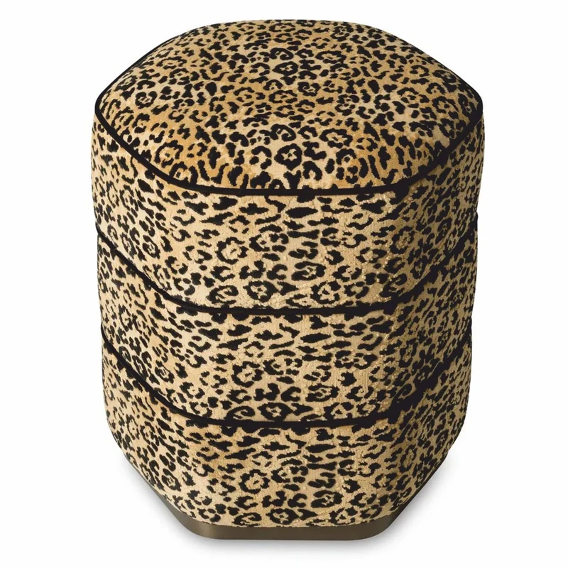 Casa Padrino Luxus Hocker Leopard / Bronze H. 54 cm - Luxus Hotel Möbel