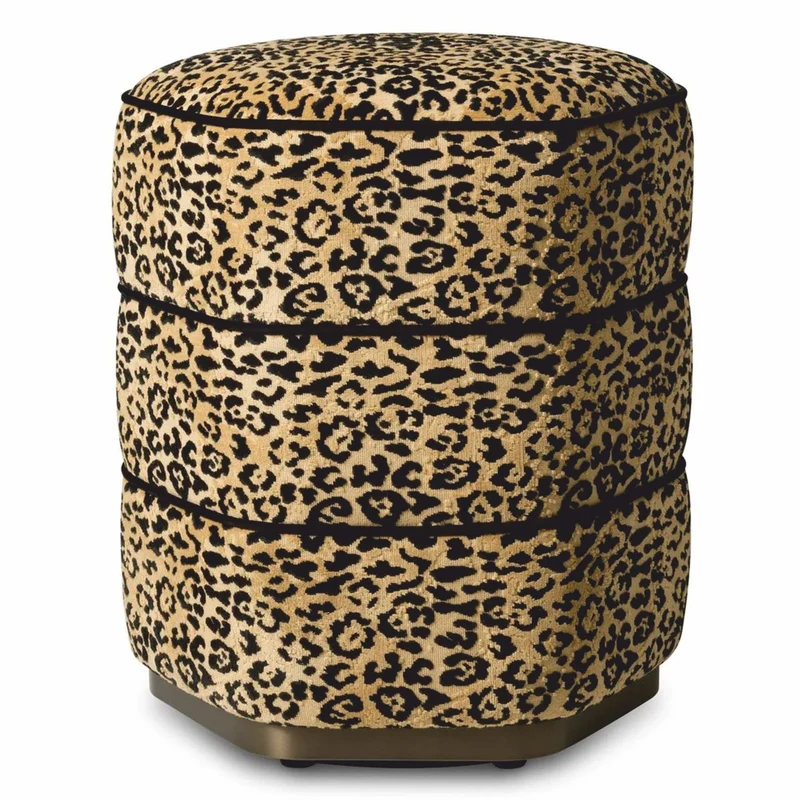 Casa Padrino Luxus Hocker Leopard / Bronze H. 54 cm - Luxus Hotel Möbel