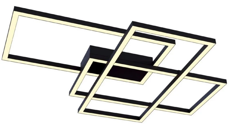 Casa Padrino Designer LED Deckenleuchte Schwarz 78 x 68 x H. 8 cm - Luxus Kollektion