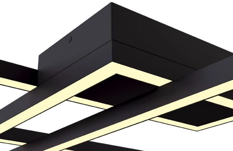 Casa Padrino Designer LED Deckenleuchte Schwarz 78 x 68 x H. 8 cm - Luxus Kollektion