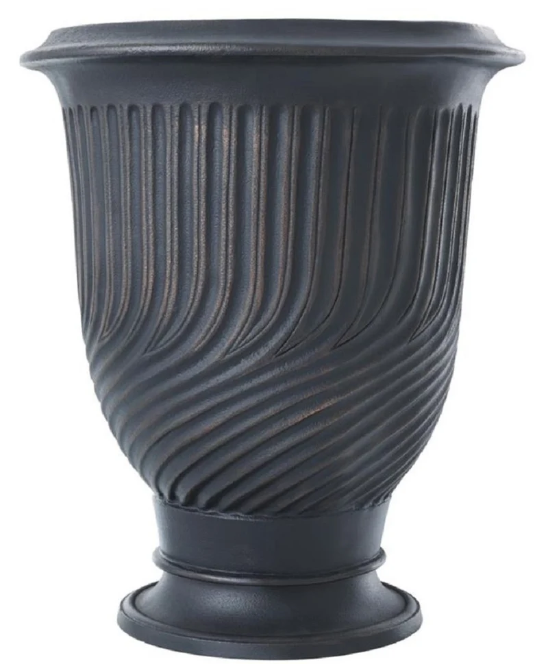 Casa Padrino Luxus Blumentopf Antik Bronze Ø 48 x H. 56 cm - Runder Aluminium Pflanzentopf - Luxus Qualität