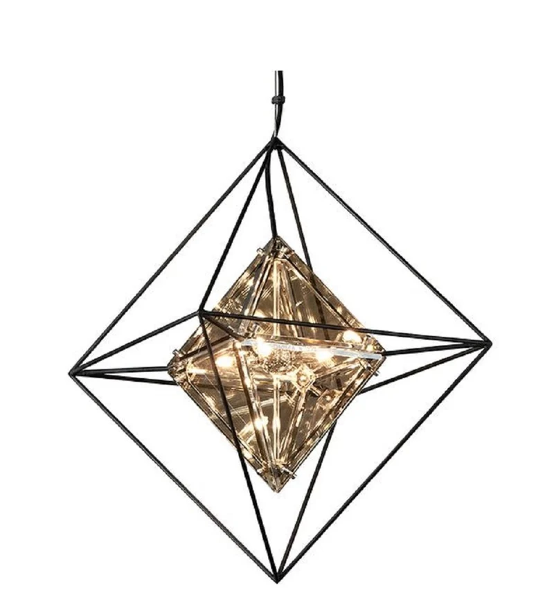 Casa Padrino Luxus LED Hängeleuchte Schwarz 45,7 x 45,7 x H. 64,1 cm - Designer Lampe mit handgefertigtem Schmiedeeisen Rahmen