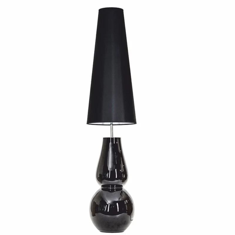Casa Padrino Luxus Stehleuchte Schwarz H. 137 cm - Runde Glas Stehleuchte