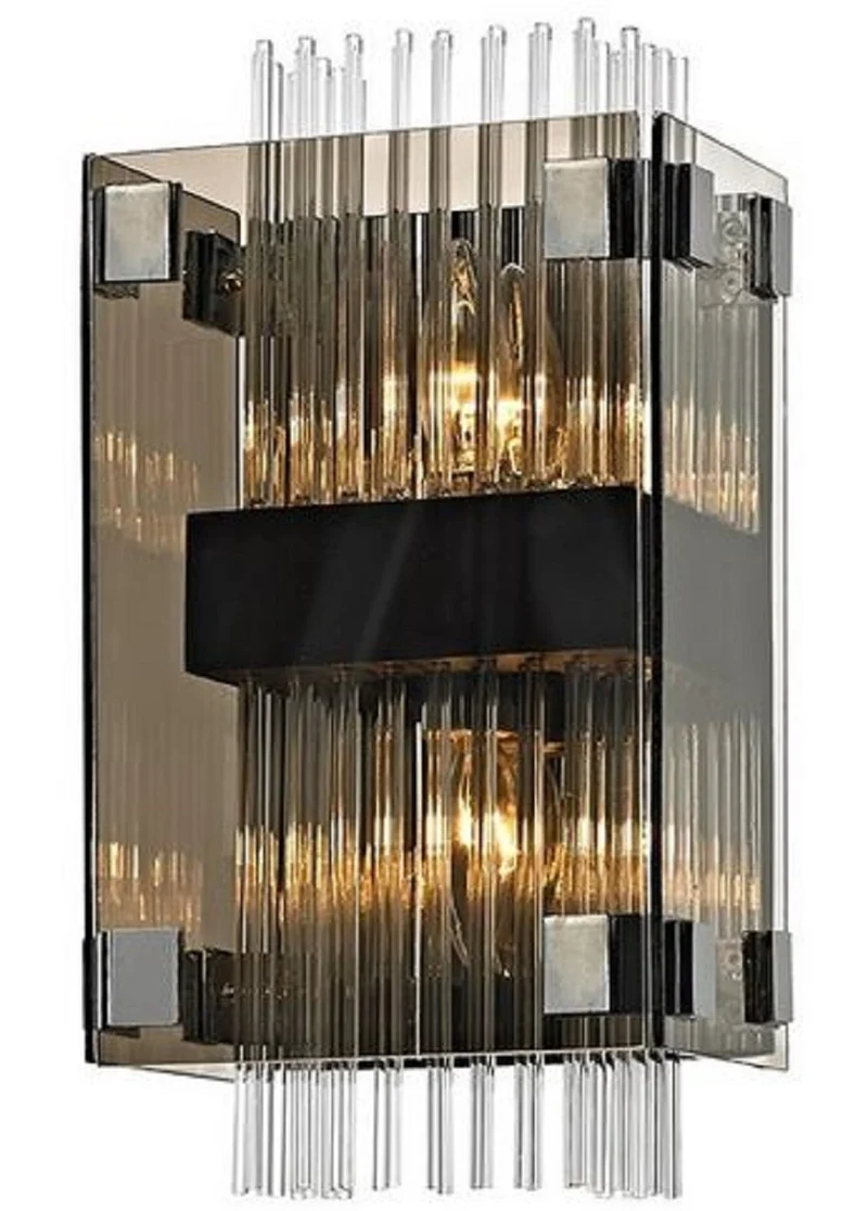 Casa Padrino Luxus Wandleuchte Silber / Dunkelbronze 20,3 x 14 x H. 35,6 cm - Hotel & Restaurant Wandlampe