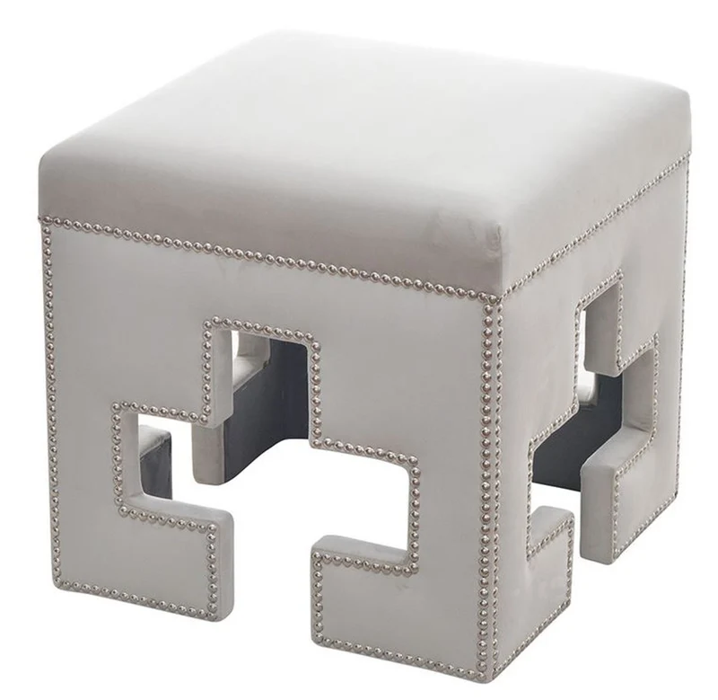 Casa Padrino Luxus Sitzhocker Eckig Cross H46.5 x 48 cm - Luxus Qualität - ALLE FARBEN - Neo Classic Vintage Style Hocker - Möbel