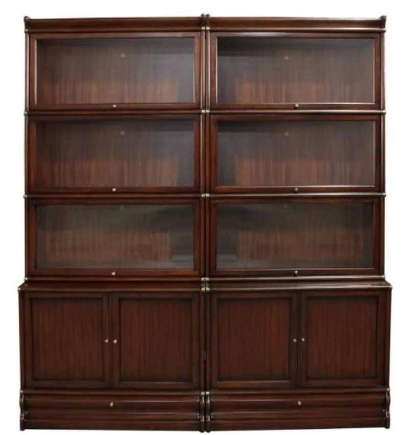Casa Padrino Luxus Mahagoni Bücherschrank mit 10 Türen und 2 Schubladen Dunkelbraun 172 x 47 x H. 234 cm - Luxus Büromöbel