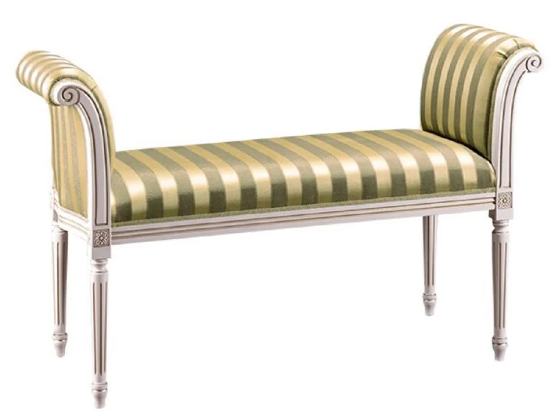 Casa Padrino Luxus Barock Sitzbank Weiß / Grün / Gold 115 x 47 x H. 75 cm - Barockmöbel
