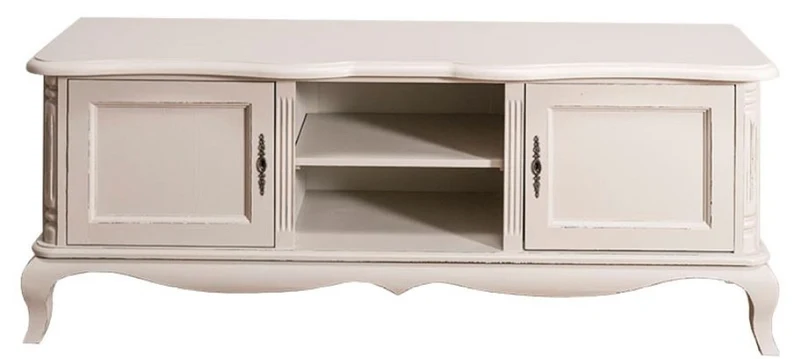 Casa Padrino Landhausstil Sideboard mit 2 Türen Antik Hellgrau 158 x 48 x H. 60 cm - Landhausstil Wohnzimmermöbel