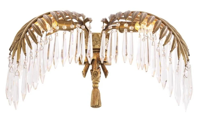 Casa Padrino Luxus Kristallglas Wandleuchte Vintage Messingfarben 45 x 27 x H. 27 cm - Luxus Qualität