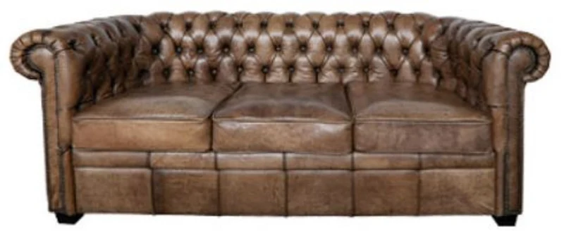 Casa Padrino Luxus Chesterfield Büffelleder Sofa Vintage Braun 192 x 92 x H. 73 cm - Luxus Möbel