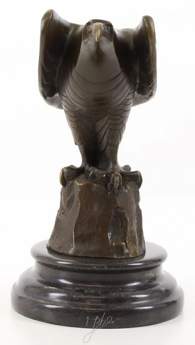 Casa Padrino Designer Adler Skulptur Bronze / Schwarz 21,1 x 12,1 x H. 20,6 cm - Luxus Bronzefigur Art Deco