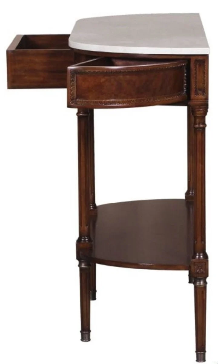 Casa Padrino Luxus Jugendstil Mahagoni Konsole mit Marmorplatte Dunkelbraun / Weiß 114 x 40 x H. 88 cm - Luxus Qualität