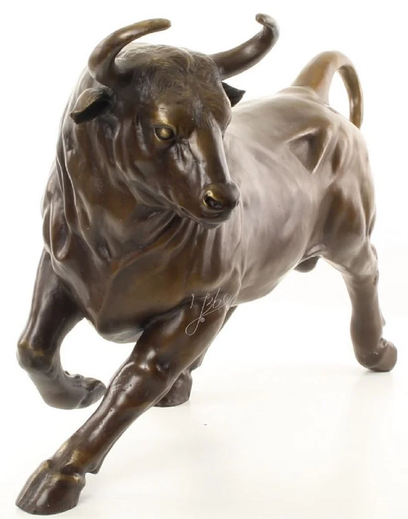 Casa Padrino Luxus Deko Bronze Skulptur Stier Bronze / Gold 57 x 24 x H. 38,7 cm - Bronzefigur
