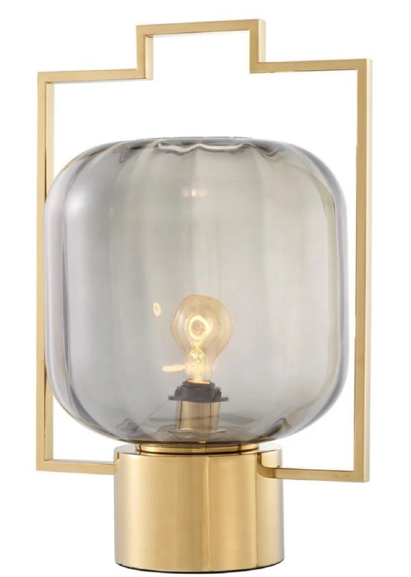 Casa Padrino Luxus Tischleuchte Gold / Grau 32 x H. 48,5 cm - Hotel & Restaurant Tischlampe