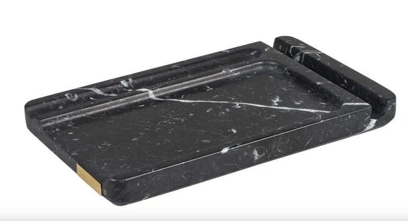 Casa Padrino Luxus Marmor Telefon, Stift und Notizblock Ablage Schwarz - Luxury Collection