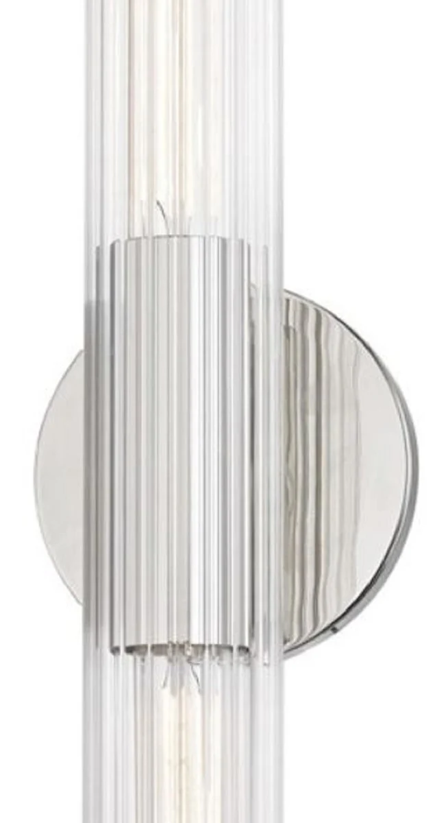 Casa Padrino Luxus Wandleuchte Silber 12,1 x 8,9 x H. 43,8 cm - Wohnzimmer Wandlampe