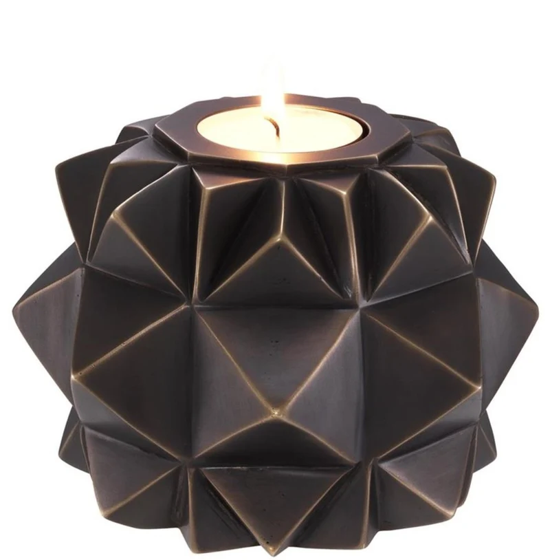 Casa Padrino Luxus Messing Teelichthalter Bronze Ø 13 x H. 9 cm - Deko Accessoires