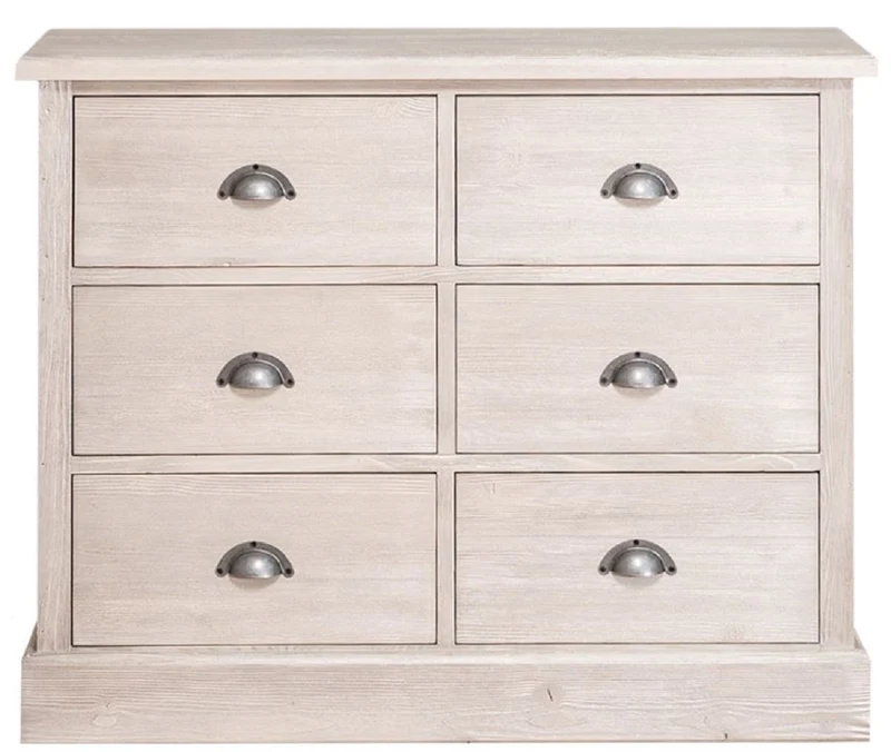 Casa Padrino Landhausstil Kommode mit 6 Schubladen Grau 100 x 35 x H. 80 cm - Landhausstil Möbel