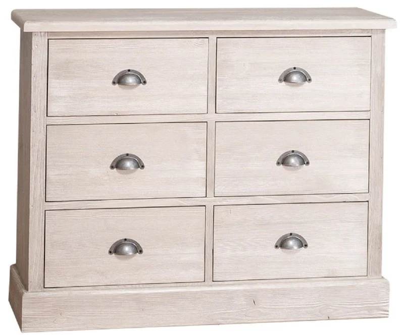 Casa Padrino Landhausstil Kommode mit 6 Schubladen Grau 100 x 35 x H. 80 cm - Landhausstil Möbel