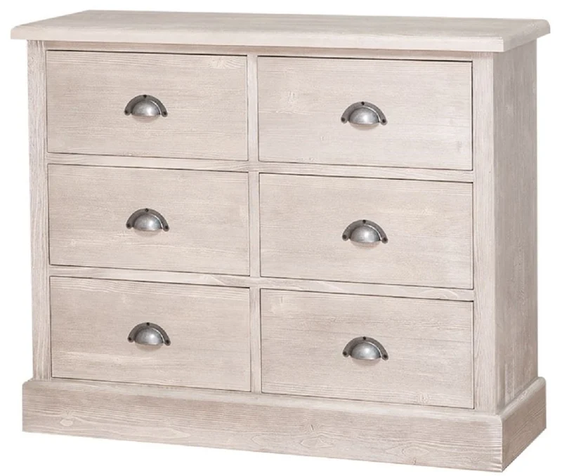 Casa Padrino Landhausstil Kommode mit 6 Schubladen Grau 100 x 35 x H. 80 cm - Landhausstil Möbel