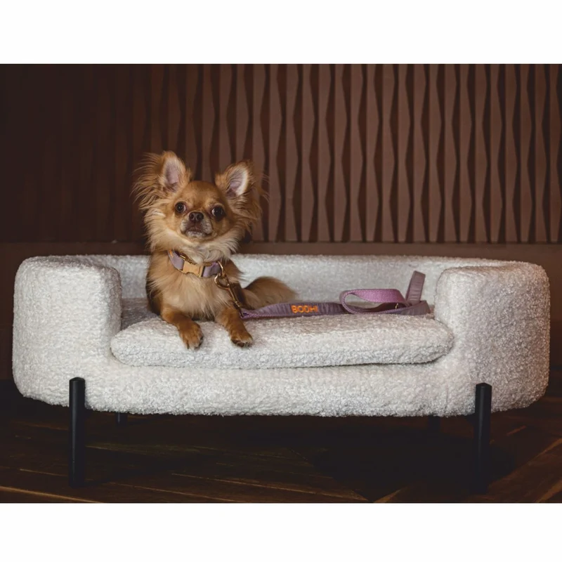Casa Padrino Luxus Hundebett Weiß / Schwarz 84 cm - Luxus Hundemöbel