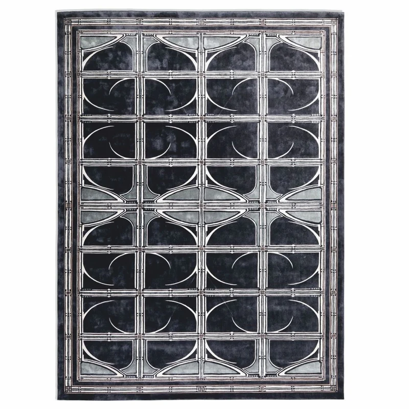 Casa Padrino Luxus Wollteppich Schwarz / Grau / Weiß - Verschiedene Größen