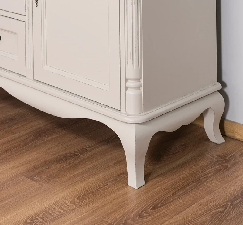 Casa Padrino Landhausstil Sideboard mit 2 Türen und 3 Schubladen Antik Hellgrau 158 x 48 x H. 89 cm - Landhausstil Möbel