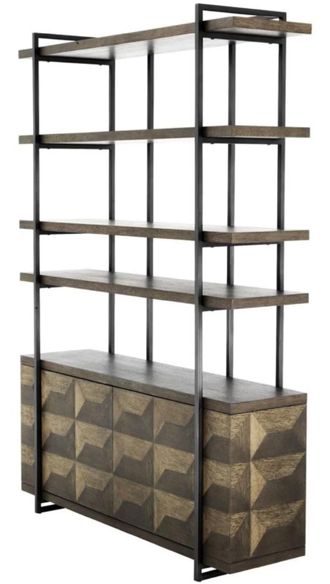 Casa Padrino Luxus Regalschrank mit 2 Türen Braun / Bronze 140 x 40 x H. 200 cm - Wohnzimmerschrank