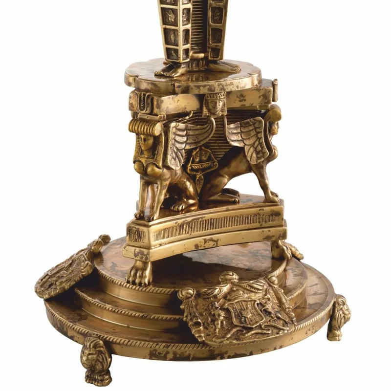 Casa Padrino Luxus Barock Kerzenhalter im ägyptischen Stil Antik Messing H. 52,5 cm