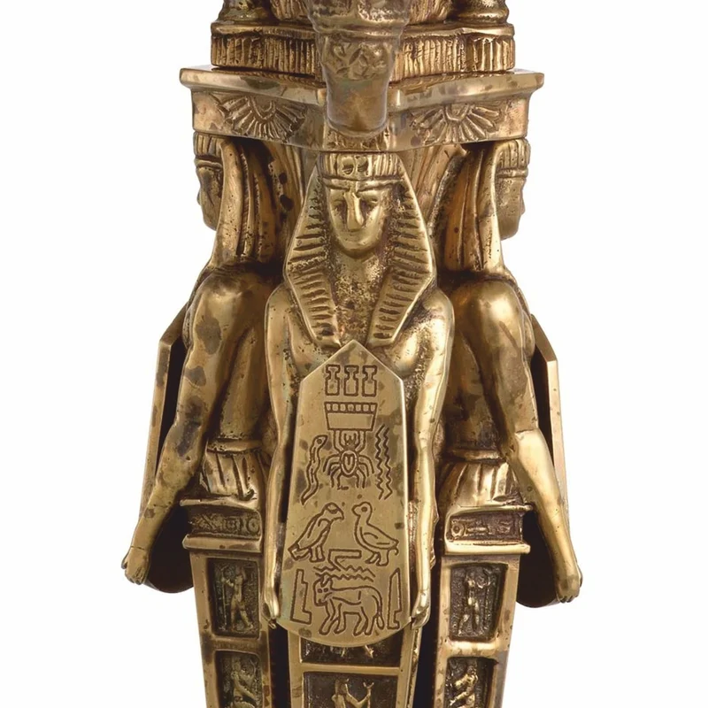Casa Padrino Luxus Barock Kerzenhalter im ägyptischen Stil Antik Messing H. 52,5 cm