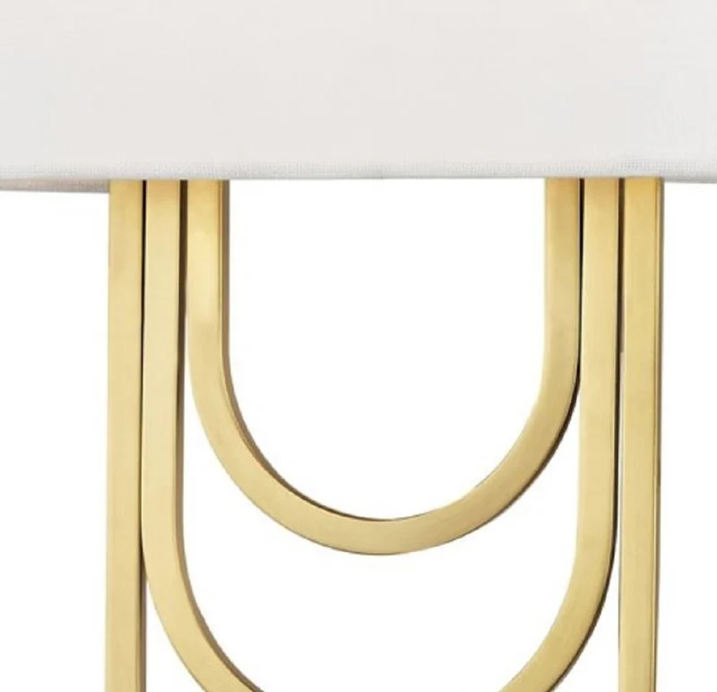 Casa Padrino Luxus Wandleuchte Antik Messing / Weiß 20,3 x 9,5 x H. 34,3 cm - Designer Wandlampe mit Lampenschirm
