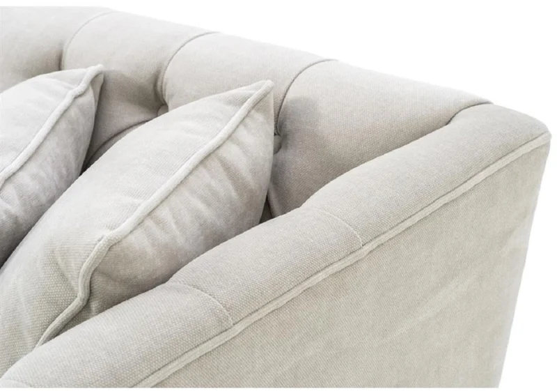 Casa Padrino Luxus Chesterfield Wohnzimmer Sofa mit 4 Kissen Sandfarben / Schwarz 217 x 92 x H. 78 cm - Luxus Möbel