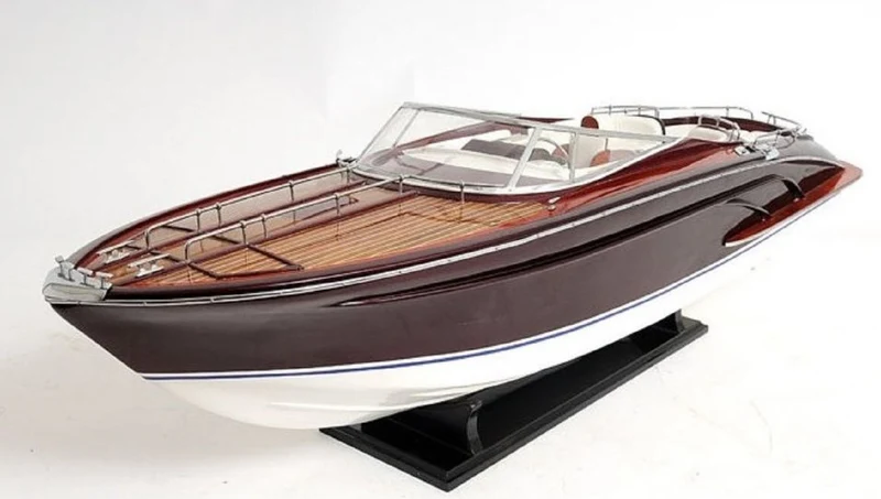 Casa Padrino Luxus Holz Speedboot Mehrfarbig 94 cm - Handgefertigtes Deko Modellboot Boot