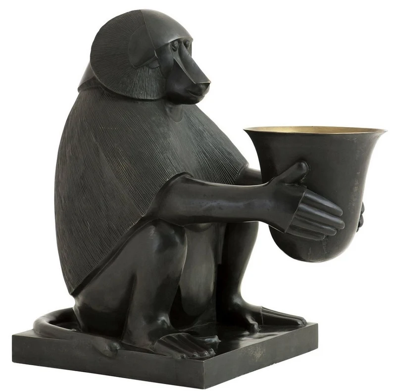 Casa Padrino Luxus Art Deco Bronze Tischleuchte Affe Pavian Bronzefarben / Gold 49 x 60 x H. 60 cm - Art Deco Wohnzimmer Lampe - Luxus Qualität