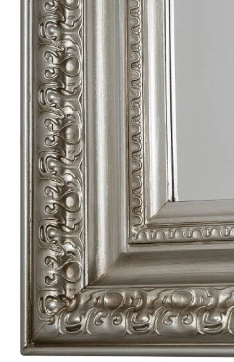 Casa Padrino Barock Wandspiegel Silber 62 x H. 82 cm - Handgefertigter Spiegel im Barockstil