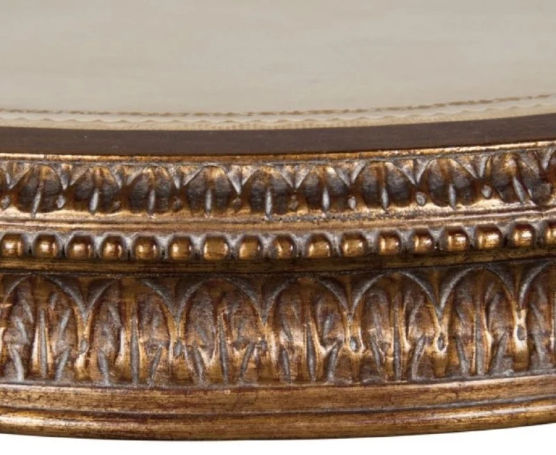Casa Padrino Luxus Barock Beistelltisch Braun / Weiß Ø 47 x H. 70 cm - Barock Wohnzimmermöbel
