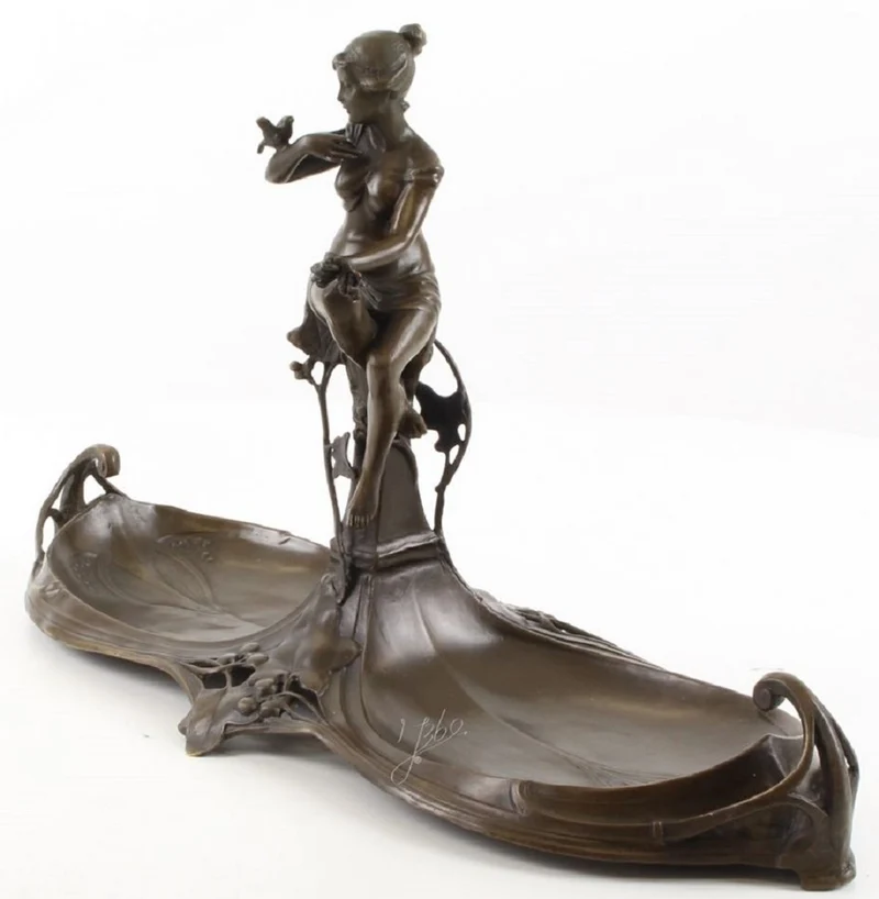 Casa Padrino Jugendstil Doppel Serviertablett Bronze 43,9 x 16,9 x H. 25 cm - Gastronomie Accessoires