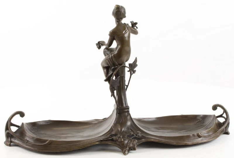 Casa Padrino Jugendstil Doppel Serviertablett Bronze 43,9 x 16,9 x H. 25 cm - Gastronomie Accessoires