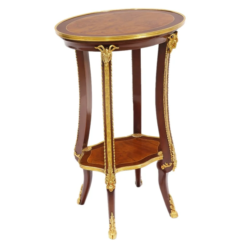 Casa Padrino Barock Luxus Beistelltisch Mahagoni / Gold H 78 x 44 cm - Beistell Tisch Möbel Louis XIV