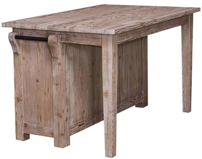 Casa Padrino Landhausstil Kücheninsel Naturfarben 135 x 85 x H. 80 cm - Landhausstil Küchenschrank mit 2 Glastüren