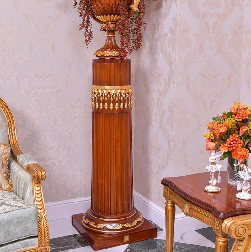Casa Padrino Luxus Barock Säule Braun / Gold H. 120 cm - Barock Möbel - Made in Italy