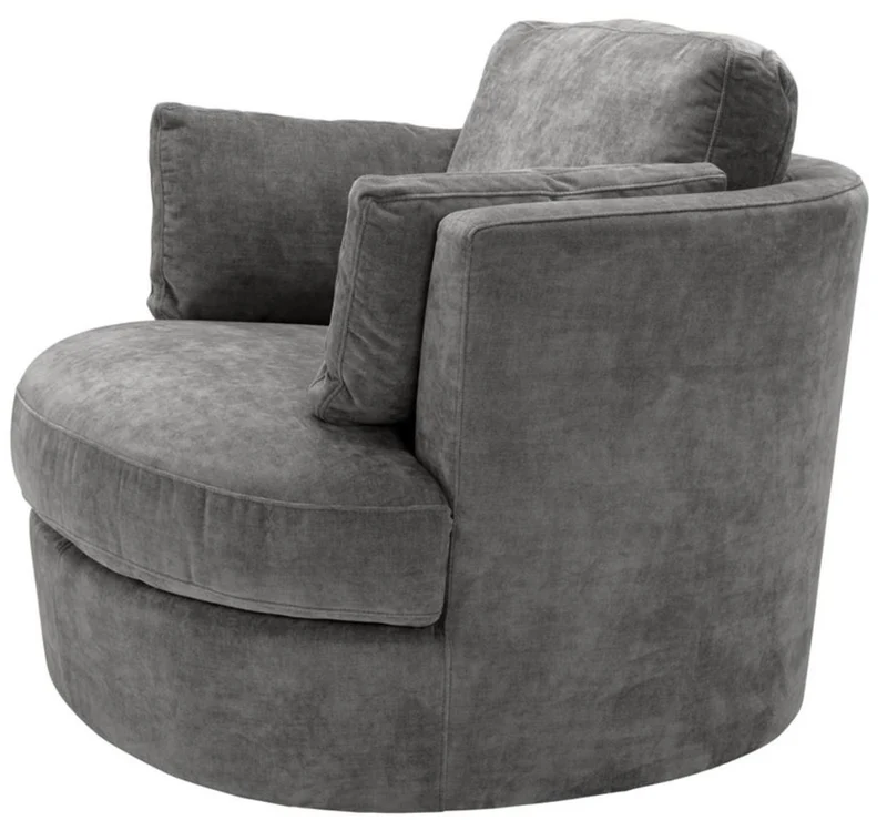 Casa Padrino Luxus Sessel / Drehsessel Grau 110 x 100 x H. 70 cm - Wohnzimmermöbel