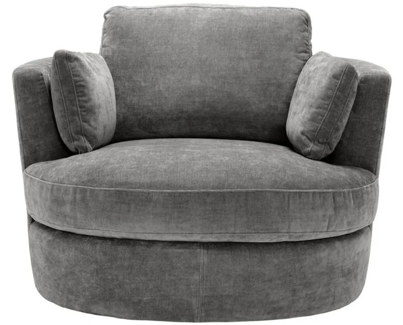 Casa Padrino Luxus Sessel / Drehsessel Grau 110 x 100 x H. 70 cm - Wohnzimmermöbel