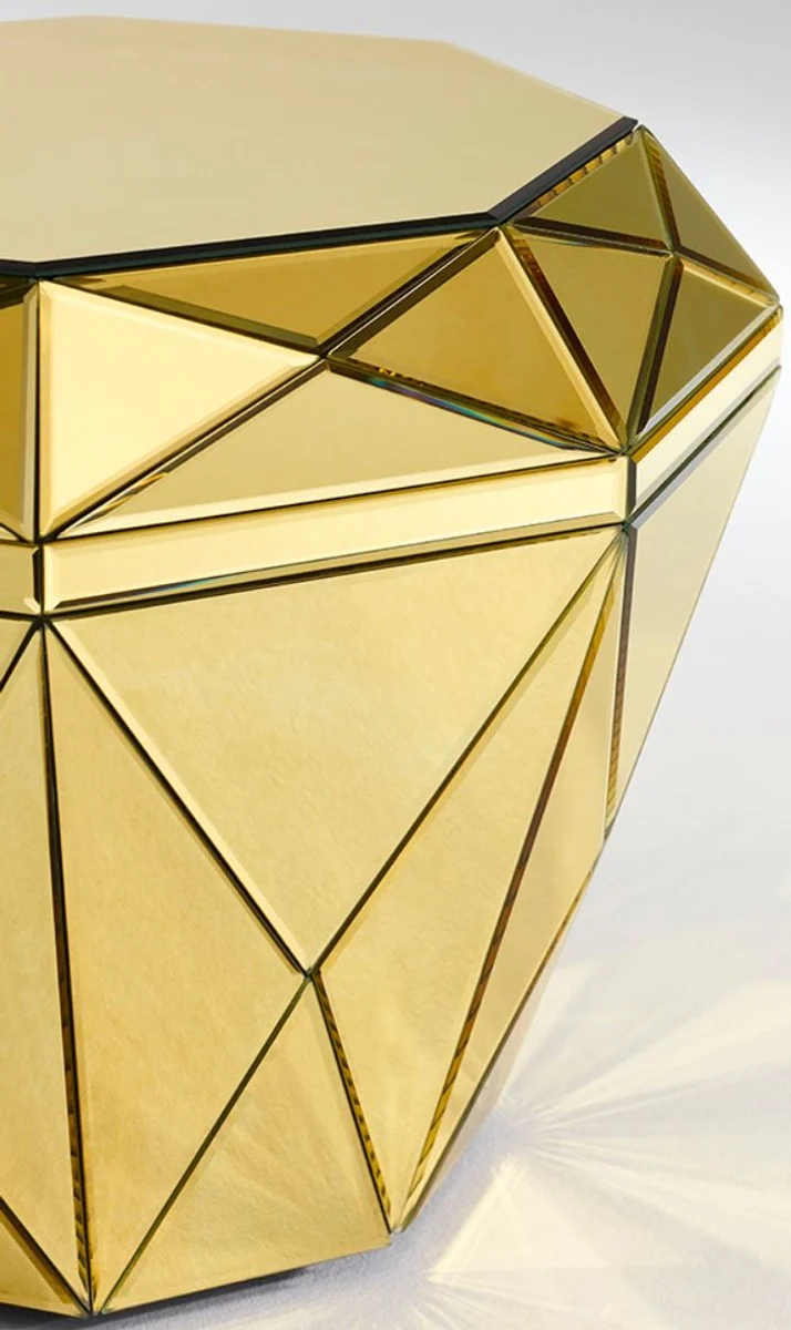 Casa Padrino Luxus Spiegelglas Beistelltisch / Hocker Gold 55 x 55 x H. 45 cm - Designermöbel