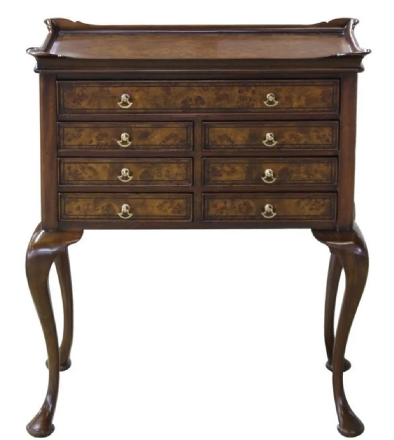 Casa Padrino Luxus Jugendstil Schmuckkommode Braun / Dunkelbraun 61 x 35 x H. 72 cm - Schmuckschrank mit 7 Schubladen