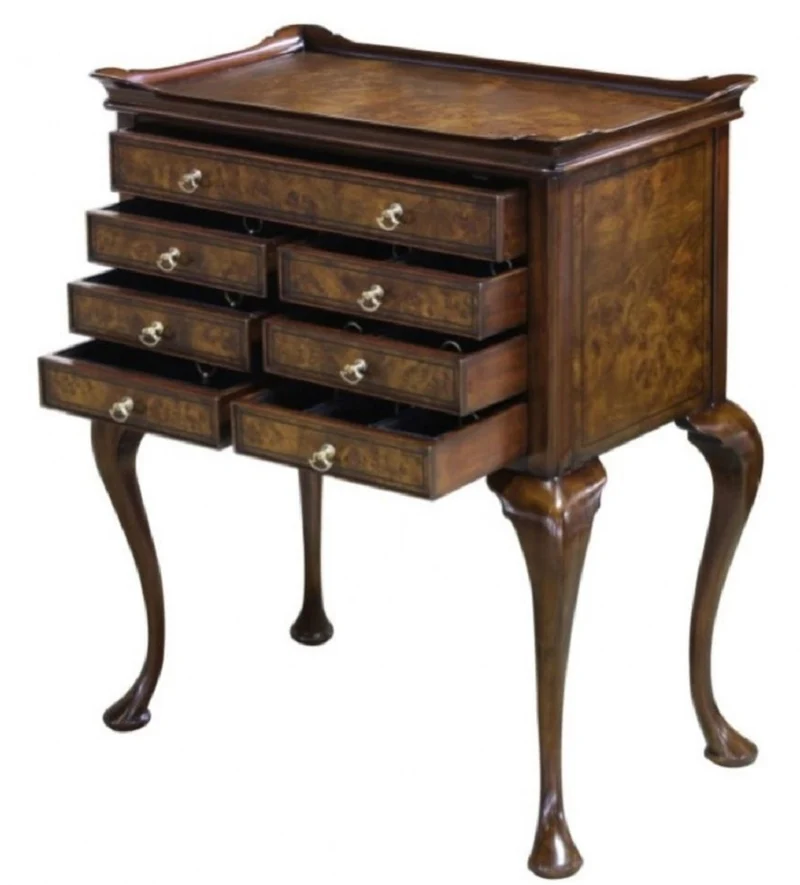 Casa Padrino Luxus Jugendstil Schmuckkommode Braun / Dunkelbraun 61 x 35 x H. 72 cm - Schmuckschrank mit 7 Schubladen