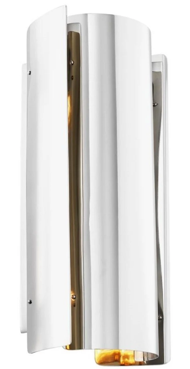 Casa Padrino Luxus Metall Wandleuchte Silber 16,5 x 12 x H. 31,8 cm - Designer Leuchte